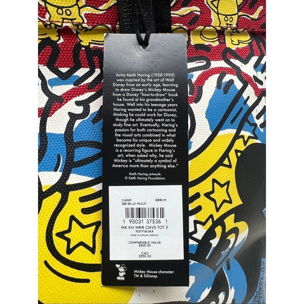 🔥🎁Nwt! Coach Disney Mickey Mouse Keith Haring Canvas Tote 38 Msrp:$350.00 - Picture 10 of 10